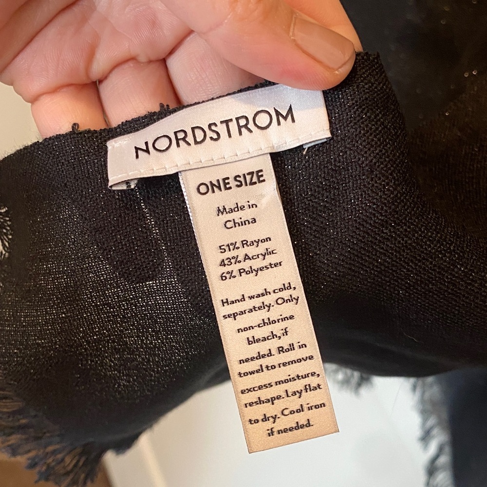 Nordstrom Black Fringe Knit Scarf - Picture 2 of 3